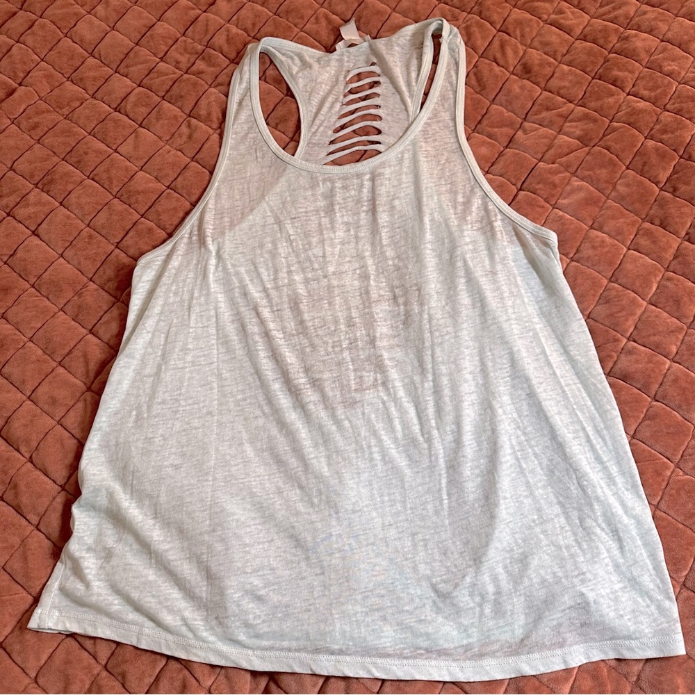 Heathered blue cutout back tank top